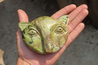 Polished Leopard Stone Cat Face Carvings x 3 From Zimbabwe