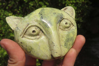 Polished Leopard Stone Cat Face Carvings x 3 From Zimbabwe