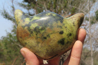 Polished Leopard Stone Cat Face Carvings x 3 From Zimbabwe