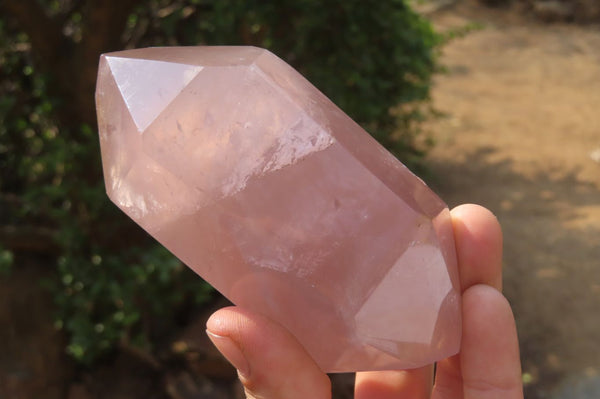 Polished Double Terminated Rose Quartz Points x 6 From Madagascar