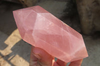 Polished Double Terminated Rose Quartz Points x 6 From Madagascar