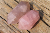 Polished Double Terminated Rose Quartz Points x 6 From Madagascar