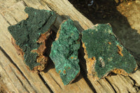 Natural Crystalline Malachite Specimens x 3 From Congo