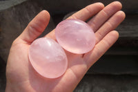 Polished Rose Quartz Palm Stones x 12 From Madagascar