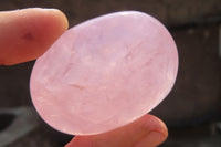 Polished Rose Quartz Palm Stones x 12 From Madagascar