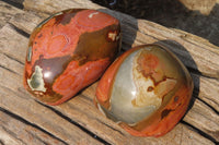 Polished On One Side Polychrome Jasper Nodules x 2 From Mahajanga, Madagascar