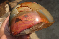 Polished On One Side Polychrome Jasper Nodules x 2 From Mahajanga, Madagascar