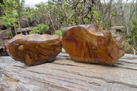 Polished On One Side Nguni Jasper Specimens x 2 From Prieska, South Africa