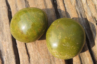 Polished Green Opal Palm Stones x 24 From Madagascar