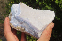 Natural Crystalline Blue Lace Agate Plates x 3 From Namibia