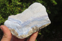 Natural Crystalline Blue Lace Agate Plates x 3 From Namibia