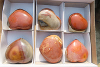 Polished Polychrome Jasper Hearts x 6 From Madagascar