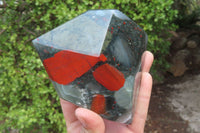 Polished Bloodstone With Pyrite Point x 1 From Swaziland