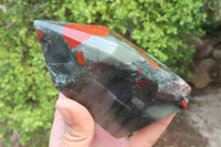 Polished Bloodstone With Pyrite Point x 1 From Swaziland