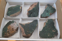 Natural Crystalline Malachite Specimens x 6 From Kasompe, Congo