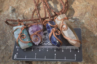 Hand Made Mixed Copper Wire Wrapped Pendants x 6 From Southern Africa