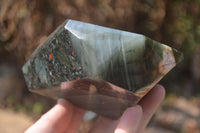 Polished Bloodstone With Pyrite Point x 1 From Swaziland