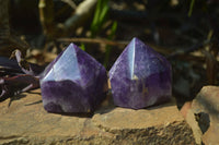 Polished Chevron Amethyst Points x 6 From Zambia