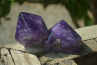 Polished Chevron Amethyst Points x 6 From Zambia