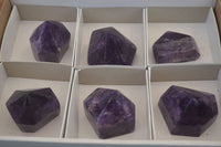 Polished Chevron Amethyst Points x 6 From Zambia