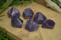 Polished Chevron Amethyst Points x 6 From Zambia