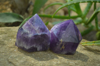 Polished Chevron Amethyst Points x 6 From Zambia