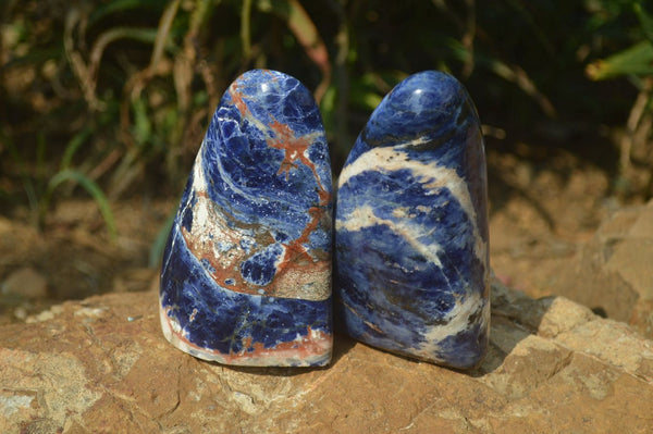 Polished Sodalite Standing Free Forms x 3 From Kunene River, Namibia