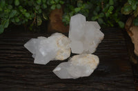 Natural White Quartz Clusters x 3 From Madagascar