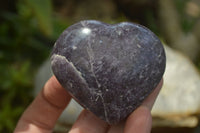 Polished Lepidolite with Pink Rubellite Gemstone Hearts x 6 From Madagascar