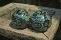 Polished Stromatolite Jasper Spheres x 2 From Madagascar