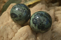 Polished Stromatolite Jasper Spheres x 2 From Madagascar