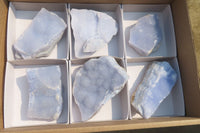 Natural Crystalline Blue Lace Agate Plates x 6 From Namibia