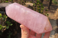 Polished Double Terminated Rose Quartz Points x 3 From Madagascar