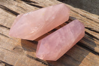 Polished Double Terminated Rose Quartz Points x 3 From Madagascar