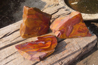 Polished On One Side Nguni Jasper Specimens x 3 From Prieska, South Africa