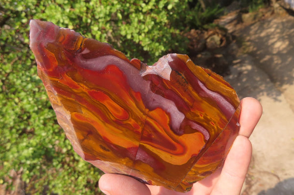 Polished On One Side Nguni Jasper Specimens x 3 From Prieska, South Africa