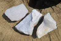 Natural Crystalline Blue Lace Agate Plates x 12 From Namibia