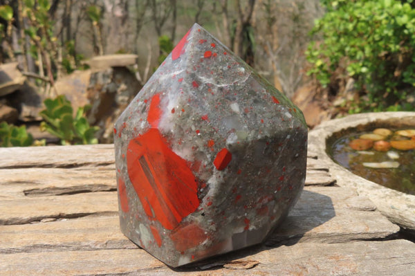 Polished Bloodstone With Pyrite Point x 1 From Swaziland