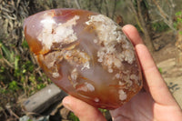 Polished Flower Agate Standing Free Forms x 3 From Antsahalova, Madagascar