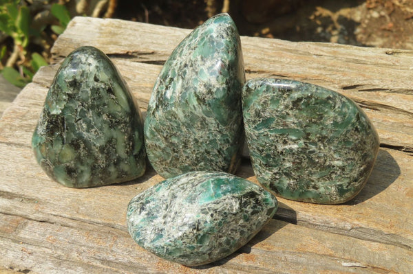 Polished Rare Emerald Mica In Matrix Standing Free Forms x 4 From Mutoko, Zimbabwe