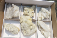 Natural Drusy Quartz Coated Calcite Pseudomorph Specimens x 6 From Alberts Mountain, Lesotho