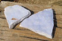 Natural Crystalline Blue Lace Agate Plates x 2 From Namibia