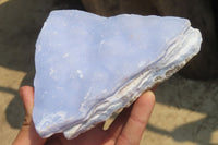 Natural Crystalline Blue Lace Agate Plates x 2 From Namibia