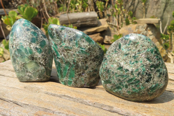 Polished Rare Emerald Mica In Matrix Free Forms x 6 From Mutoko, Zimbabwe