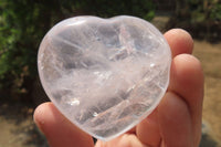 Polished Girasol Pearl Quartz Hearts x 6 From Ambatondrazaka, Madagascar