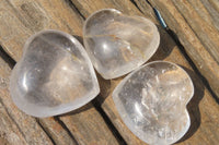 Polished Girasol Pearl Quartz Hearts x 6 From Ambatondrazaka, Madagascar