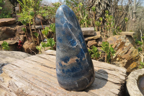 Polished Blue Spinel Spotted Quartz Standing Free Form x 1 From Madagascar