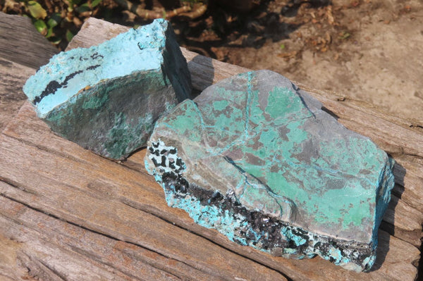 Natural Drusy Coated Malacolla On Dolomite Specimens x 2 From Likasi, Congo