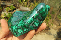 Polished Flower Banded Malachite Free Forms x 3 From Congo