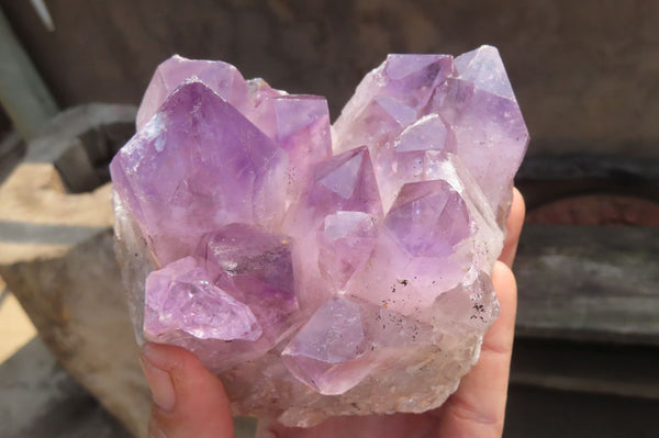 Natural Jacaranda Amethyst Quartz Cluster x 2 from Mumbwa, Zambia